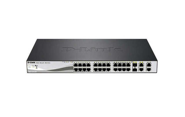 DES-1210-28P - D-Link 24 x Ports PoE 10/100Base-TX + 2 x Ports 1GbE RJ-45 + 2 x Ports Combo RJ-45/SFP Layer2 Managed 1U Rack-Mountable Fact Ethernet Network Switch