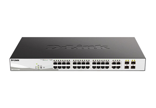 DGS-1210-28MP - D-Link DGS-1210 Series 24 x Ports PoE 1GBase-T + 4 x Ports Combo RJ-45/SFP Layer2 Managed 1U Rack-Mountable Gigabit Ethernet Network Switch