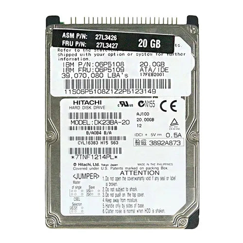 DK23BA-20 HGST Travelstar DK23BA 20GB 4200RPM IDE Ultra ATA/66 (ATA-5) 2MB Cache 2.5-Inch Hard Drive