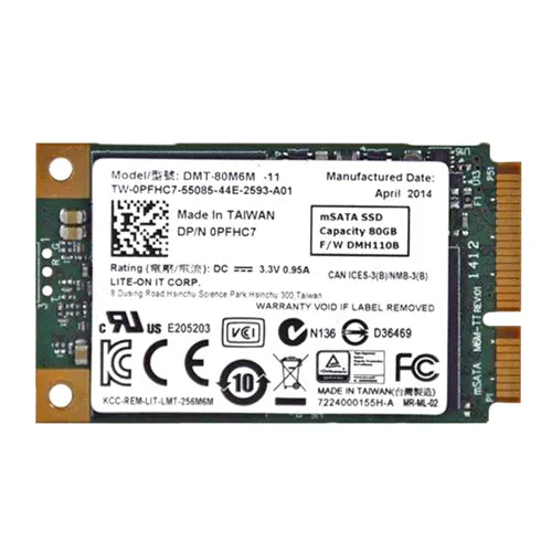 DMT-80M6M-11 Lite-On 80GB mSATA PCI Express Laptop Solid State Drive Alienware 14