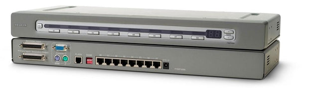 F1DP108A Belkin OmniView SMB 8-Port CAT5 KVM Switch 8 x 1 8 x RJ-45 Keyboard/Mouse/Video 1U Rack-mountable (Refurbished)