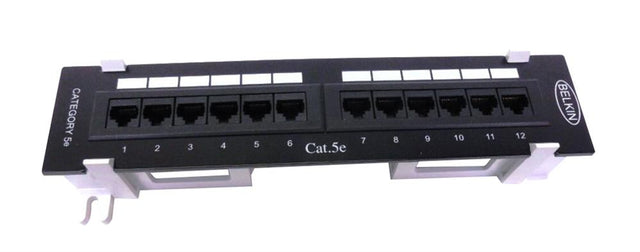 F4P338-12AB5-WM Belkin 12port Wall Mount Patch Panel Cat5 568a/568b W/Bracket Rohs (Refurbished)