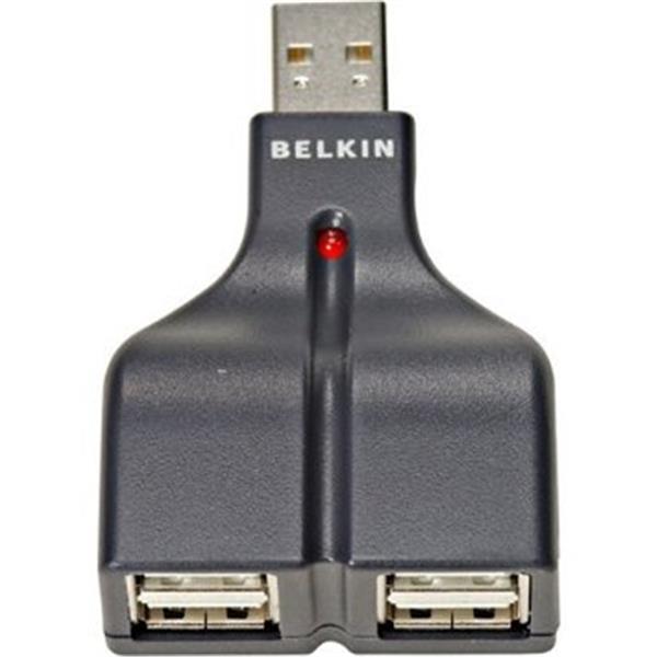 F5U218VMOB Belkin 4-Port USB 2.0 Thumb Hub Use 2 Devices On 1 USB Port W/ Power Supply (Refurbished)