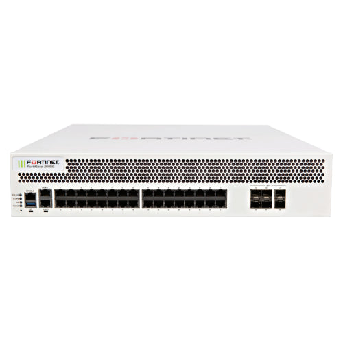 FG-2000E-BDL-950-12 Fortinet FortiGate 2000E Series FG-2000E 6 x Ports 10GbE SFP+ + 32 x Ports 1GbE RJ-45 + 2 x Ports 1GbE Management 2U Rack-Mountable Network Security Firewall Appliance