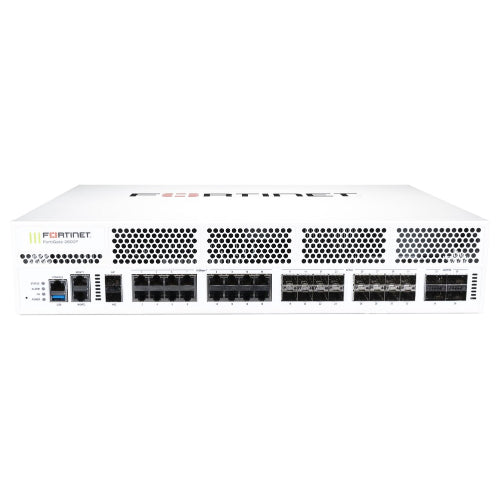 FG-2600F-DC Fortinet FG 16x Ports RJ-45 10GBase-T 8x 10GE SFP+ 4x 100GE/40GE QSFP28 16x 25GE/10GE SFP28 2x 10G SFP+ 2U Firewall