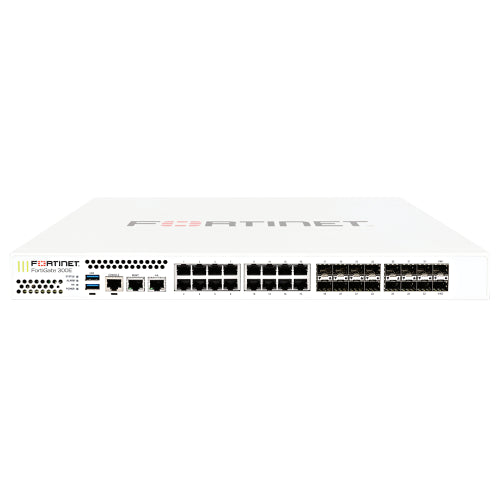 FG-300E-BDL-950-36 Fortinet FortiGate 300E Series FG-300E 16 x Ports 1000Base-T + 16 x Ports SFP + 2 x Port 1GbE RJ-45 Management 1U Rack-Mountable Network Security Firewall Appliance