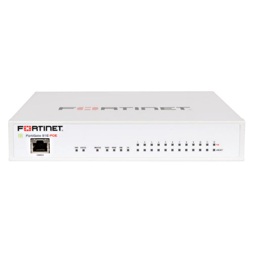 FG-81E-POE-BDL Fortinet FortiGate 80E Series FG-81E-POE 12 x Ports PoE 1000Base-T + 2 x Ports SFP Shared + 1 x Port 1GbE DMZ + 1 x Port 1GbE HA Network Security Firewall Appliance