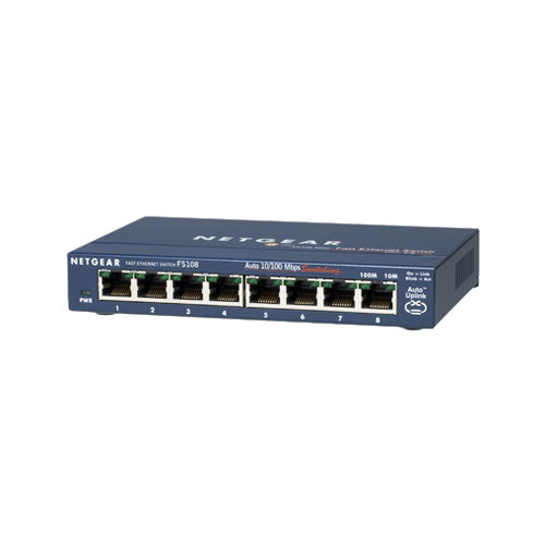 FS108v3 Netgear Prosafe 100 Series FS108 8 x Ports 10/100Base-T Desktop Unmanaged Fast Ethernet Network Switch