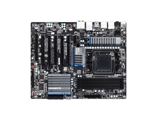 GA-990FXA-UD5 - Gigabyte Socket AM3+ AMD 990X/ SB950 Chipset AMD AM3+ FX/ AM3 Phenom II/ Athlon II Processors Support DDR3 4x DIMM 6x SATA 6.0Gb/s ATX System Board (Motherboard)