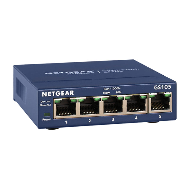 GS105 - Netgear Prosafe GS105 5 x RJ-45 Ports 10/100/1000Base-T Layer 2 Unmnaged Gigabit Ethernet Network Switch