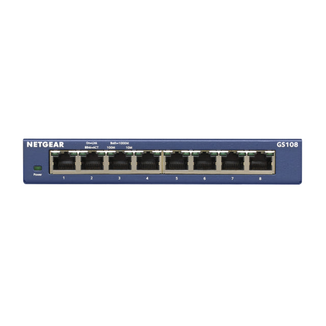 GS108 - Netgear Prosafe GS108 8 x Ports 10/100/1000Base-T Unmanaged Rack-mountable Gigabit Ethernet Smart Network Switch