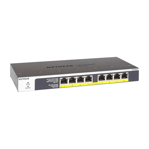 GS108LP-100NAS Netgear Prosafe GS108LP 8 x Ports PoE+ 10/100/1000Base-T Rack-mountable Unmanaged Gigabit Ethernet Network Switch