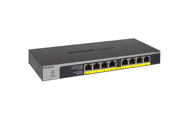 GS108LP - Netgear Prosafe GS108LP 8 x Ports PoE+ 10/100/1000Base-T Rack-mountable Unmanaged Gigabit Ethernet Network Switch