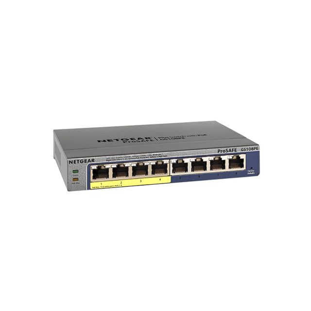 GS108PE-100AJS - Netgear Prosafe GS108P 4 x RJ-45 Ports PoE 10/100/1000Base-T + 4 x RJ-45 Ports Layer2 Unmanaged Gigabit Ethernet Network Switch