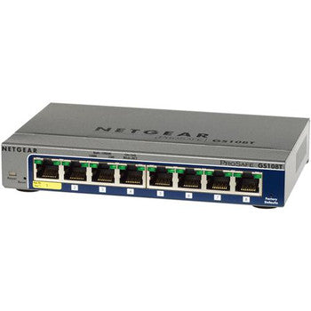 NetGear - GS108T100EUS - ProSafe 8-Ports 10/100/1000Mbps Gigabit Ethernet Smart Desktop Switch