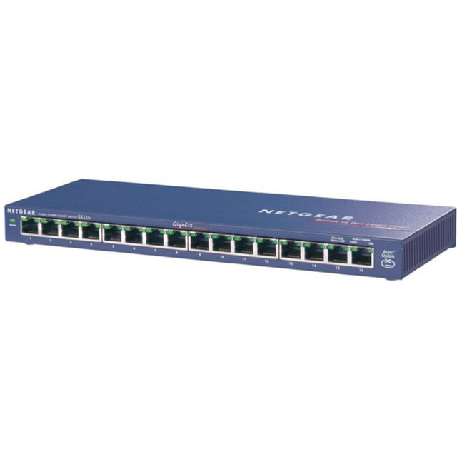 GS116 - Netgear Prosafe GS116 16 x RJ-45 Ports 10/100/1000Base-T Layer 2 Unmanaged Gigabit Ethernet Network Switch