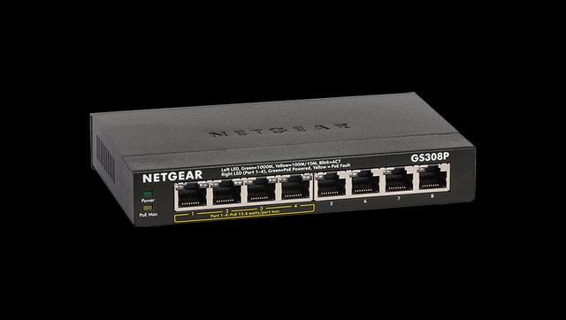 GS308P - Netgear GS308P 300 Series 8 x RJ-45 Ports PoE 10/100/1000Base-T Unmanaged Gigabit Ethernet Network Switch