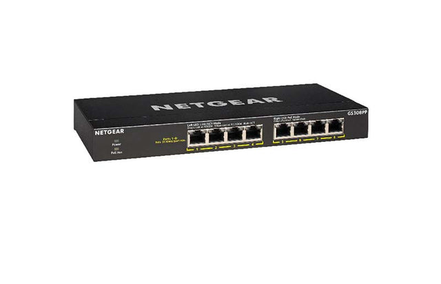 GS308PP - Netgear GS308PP 300 Series 8 x RJ-45 Ports PoE 10/100/1000Base-T Unmanaged Gigabit Ethernet Network Switch