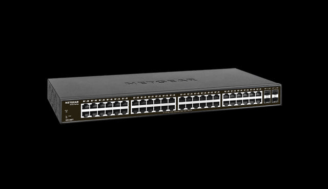 GS348T-100NAS - Netgear Prosafe 300 Series GS348T 48 x Ports 10/100/1000Base-T + 4 x SFP Ports Layer2 Managed Rack-mountable Gigabit Ethernet Network Switch