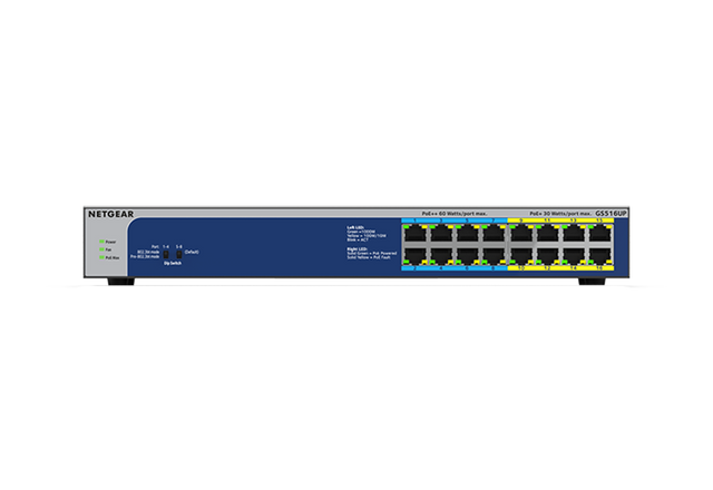 GS516UP - Netgear Prosafe JGS500 Series GS516UP 8 x RJ-45 Ports PoE++10/100/1000Base-T + 8 x RJ-45 Ports PoE+ Layer2 Unmanaged Gigabit Ethernet Network Switch