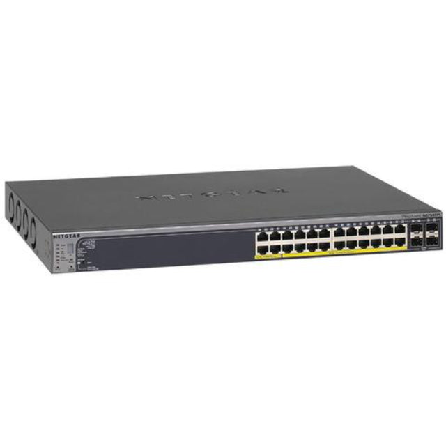 GS724TPS100EUS - Netgear Prosafe GS724TP 24 x Ports PoE+ 10/100/1000GBase-T + 2 x SFP Ports Layer2 Managed 1U Rack-mountable Gigabit Ethernet Network Switch