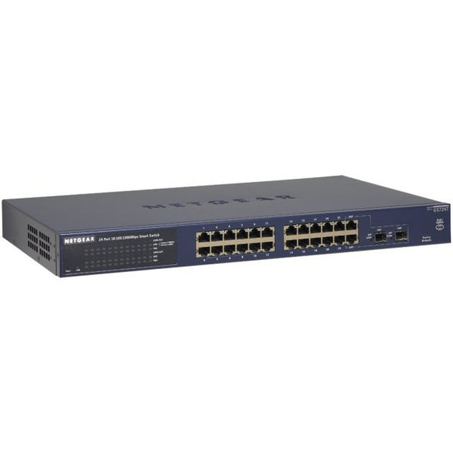 GS724T-300EUS - Netgear Prosafe GS724TS 24 x RJ-45 Ports 10/100/1000Base-T + 4 x Shared SFP Ports Layer3 Managed Stackable Gigabit Ethernet Network Switch