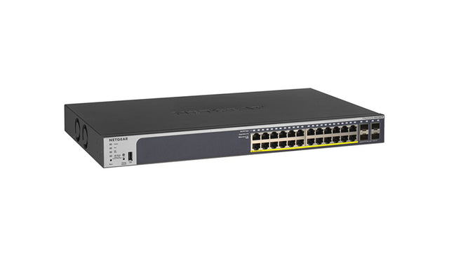 GS728TP - Netgear ProSafe 24 x RJ-45 Ports PoE+ 10/100/1000Base-T + 4 x SFP Ports Layer3 Managed 1U Rack-mountable Gigabit Ethernet Stackable Smart Network Switch