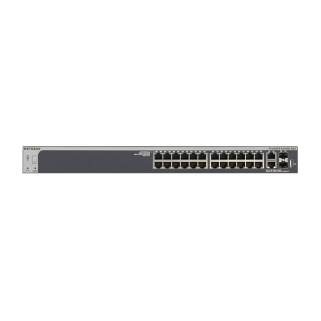 GS728TX-100AJS - Netgear ProSafe 24 x RJ-45 Ports 10/100/1000Base-T + 4 x SFP+ Ports Layer3 Managed Rack-mountable Gigabit Ethernet Stackable Smart Network Switch