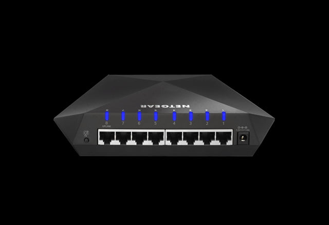 GS808E-100AUS - Netgear Nighthawk S8000 8 x RJ-45 Ports 10/100/1000Base-T Gaming Streaming Advanced Layer3 Mananged Gigabit Ethernet Network Switch