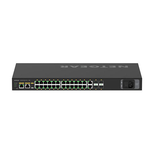 GSM4230P-100NAS Netgear M4250 Series M4250-26G4XF-PoE+ 24 x RJ-45 Ports PoE+ 1000Base-T + 2 x RJ-45 Ports + 4 x SFP Ports Layer 3 Managed 1U Rack-mountable Gigabit Ethernet Network Switch