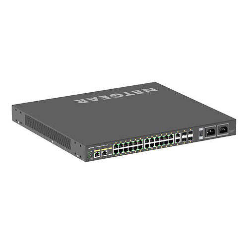 GSM4230UP-100NAS Netgear 24 x Ports PoE++ 10/100/1000Base-T + 4 x SFP Ports Layer 3 Managed 1U Rack-mountable Gigabit Ethernet Network Switch