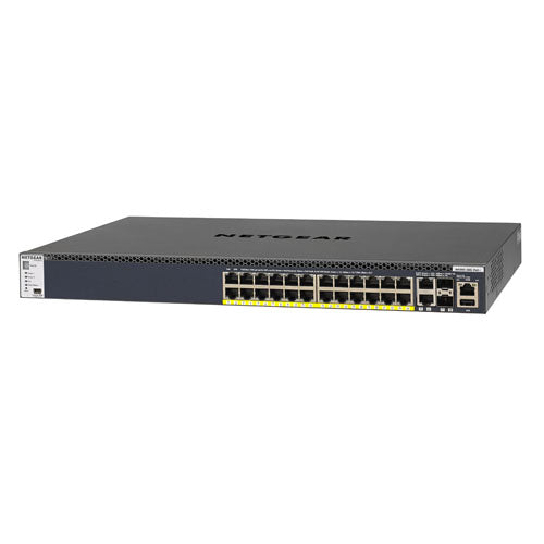 GSM4328PB-100NES Netgear M4300-28G-PoE+ 24 x RJ-45 Ports PoE+ 1000Base-T + 2 x SFP+ Copper Ports + 2 x SFP+ Ports Layer 3 Managed Gigabit Ethernet Network Switch