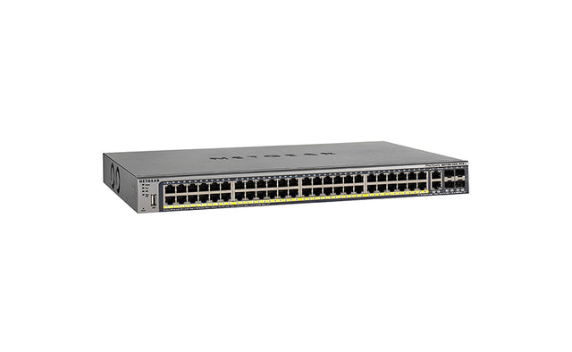 GSM7248P - Netgear Prostate M4100-50G-POE+ 48 x RJ-45 Ports PoE+ 10/100/1000Base-T + 4 x Combo SFP Ports Layer2 Managed Gigabit Ethernet Network Switch