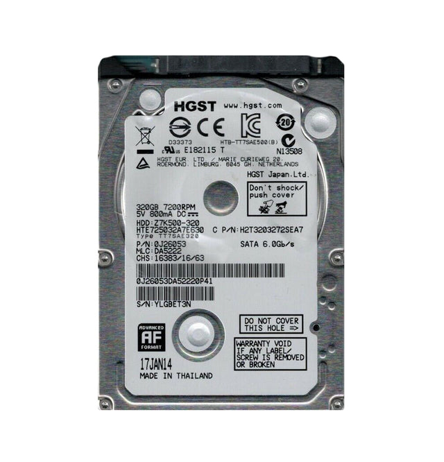 Travelstar Z7K500 Series 320GB 7200RPM SATA 6Gb/s 32MB Cache 512e 2.5-inch Hard Drive