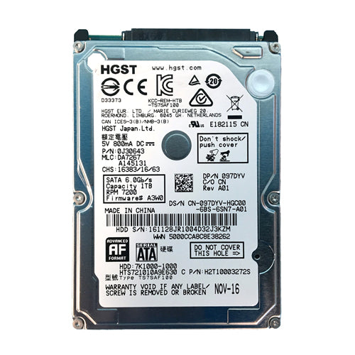 HTS721010A9E630 HGST Travelstar 7K1000 Series 1TB 7200RPM SATA 6Gb/s 32MB Cache 512e 2.5-inch Hard Drive