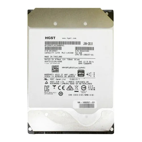 HUH721212AL4200 HGST Ultrastar DC HC520 Series 12TB 7200RPM SAS 12Gb/s 256MB Cache (ISE) 3.5-Inch Hard Drive