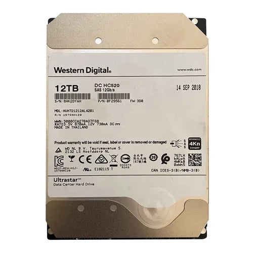 HUH721212AL4201 HGST Ultrastar DC HC520 Series 12TB 7200RPM SAS 12Gb/s 256MB Cache (SED) 3.5-Inch Hard Drive