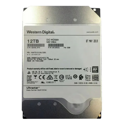 HUH721212AL5201 HGST Ultrastar DC HC520 Series 12TB 7200RPM SAS 12Gb/s 256MB Cache (SED) 3.5-Inch Hard Drive