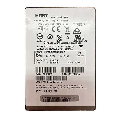 HUSMM1616ASS200 HGST Ultrastar SSD1600MM Series 1.6TB Multi-Level Cell SAS 12Gb/s Mainstream Endurance Enterprise 2.5-inch Solid State Drive