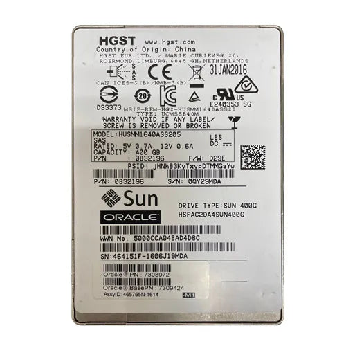 HUSMM1640ASS205 HGST Ultrastar SSD1600MM Series 400GB Multi-Level Cell SAS 12Gb/s 512e Mainstream Endurance (TCG + FIPS) 2.5-inch Solid State Drive