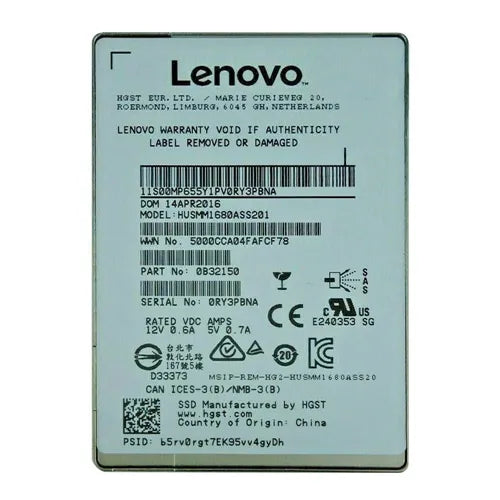 HUSMM1680ASS201 HGST Ultrastar SSD1600MM Series 800GB Multi-Level Cell SAS 12Gb/s 512e Mainstream Endurance (TCG Encryption) 2.5-inch Solid State Drive