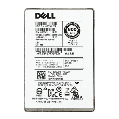 HUSMM1680ASS204 HGST Ultrastar SSD1600MM Series 800GB Multi-Level Cell SAS 12Gb/s 512e Mainstream Endurance 2.5-inch Solid State Drive