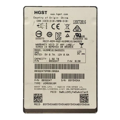 HUSMR1619ASS231 HGST Ultrastar SSD1600MR Series 1.92TB Multi-Level Cell SAS 12Gb/s Read Intensive (TCG Encryption) 2.5-inch Solid State Drive