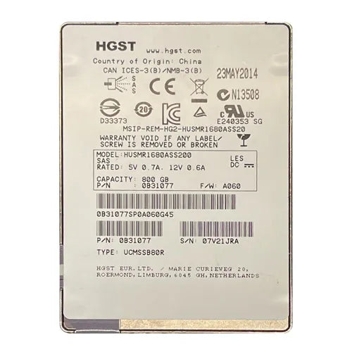 HUSMR1680ASS200 HGST Ultrastar SSD1600MR Series 800GB Multi-Level Cell SAS 12Gb/s Read Intensive (Crypto Sanitize) 2.5-inch Solid State Drive