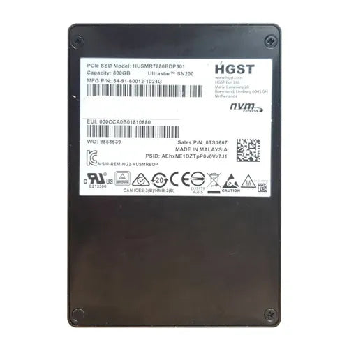 HUSMR7680BDP301 HGST Ultrastar DC SN200 Series 800GB Multi-Level Cell PCI Express 3.0 x4 NVMe Read Intensive U.2 2.5-Inch Solid State Drive