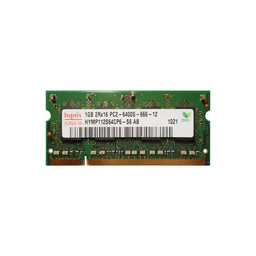 HYMP112S64CP6-S6 AB - Hynix 1GB DDR2-800MHz PC2-6400  non-ECC Unbuffered CL6 200-Pin SODIMM 1.8V Dual Rank Memory Module