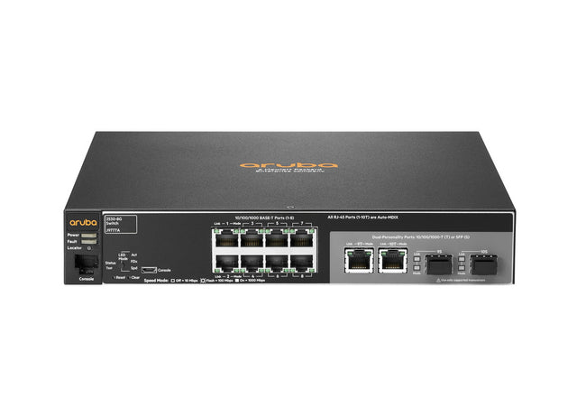 J9777A#ACF - HP 2530 Series 2530-8G 8 x Ports 10/100/1000Base-T + 2 Dual Personality SFP Ports Layer2 Managed 1U Rack-mountable Gigabit Ethernet Network Switch