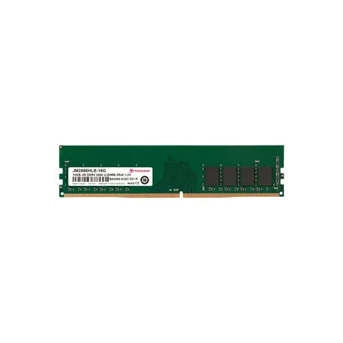 JM2666HLB-16G - Transcend 16GB 2666 MHz PC4-21300 ECC Unbuffered CL19 288-Pin DIMM 1.2V 2Rx8 Memory Module