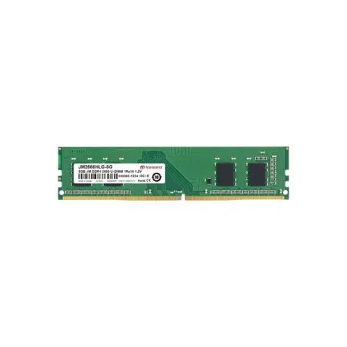 JM2666HLG-8G - Transcend 8GB 2666 MHz PC4-21300 ECC Unbuffered CL19 288-Pin DIMM 1.2V 1Rx16 Memory Module