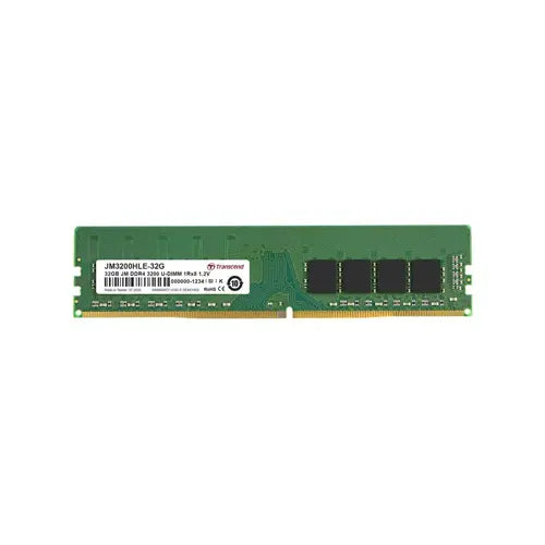 JM3200HLE-32G - Transcend 32GB 3200 MHz PC4-25600 ECC Unbuffered CL22 288-Pin DIMM 1.2V Memory Module